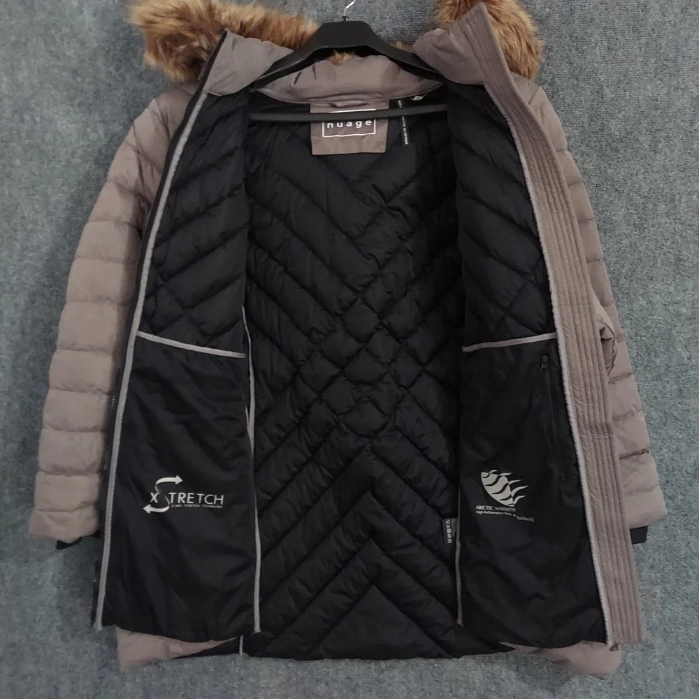 Nuage Coat Womens 5X Plus Brown Puffer Hooded Faux Fur Arctic Warmth Waterproof - Picture 8 of 16